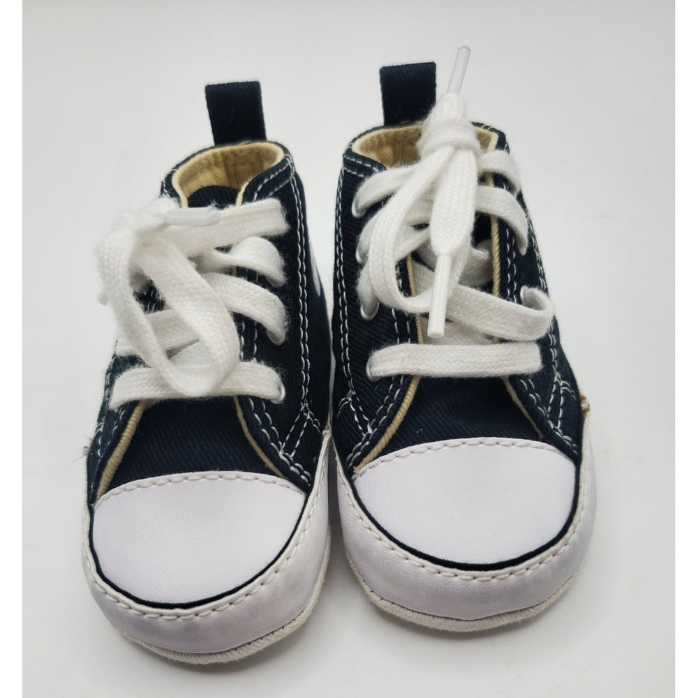 Converse First Star Size 2 Baby Crib Shoes 8J231 Black - Picture 3 of 9